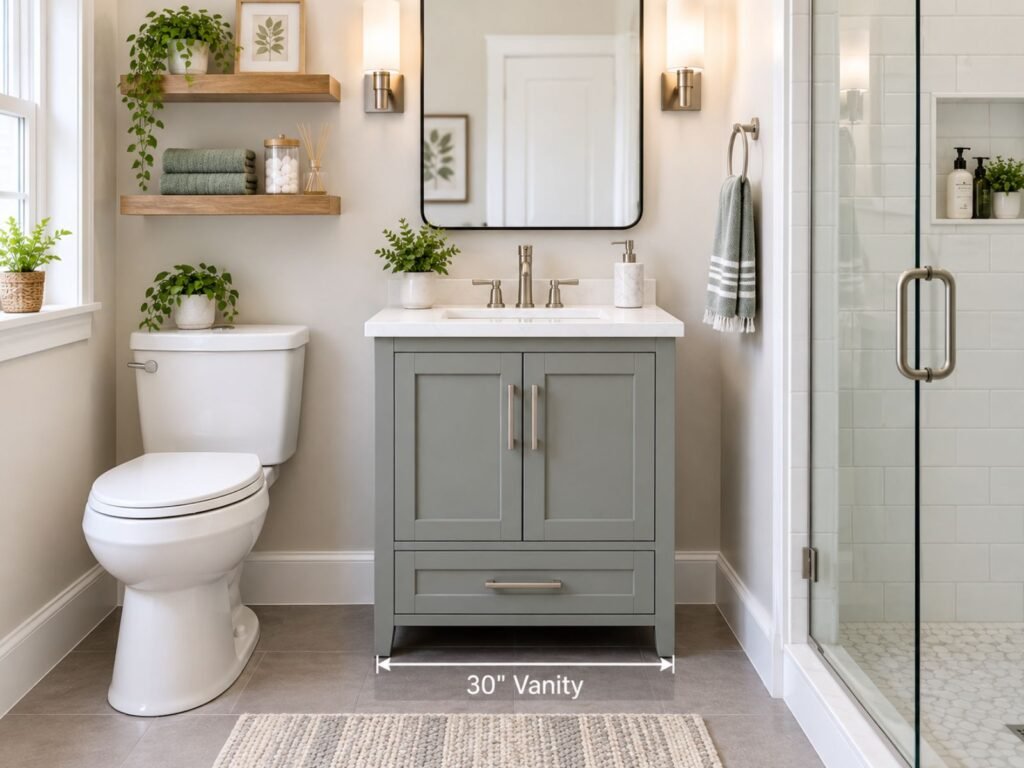 compact 30 inch bathroom vanity with sink