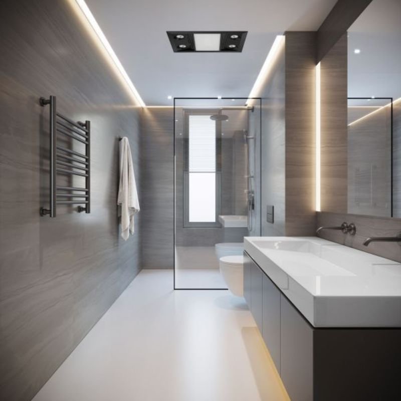 Exhaust fan removing steam from bathroom