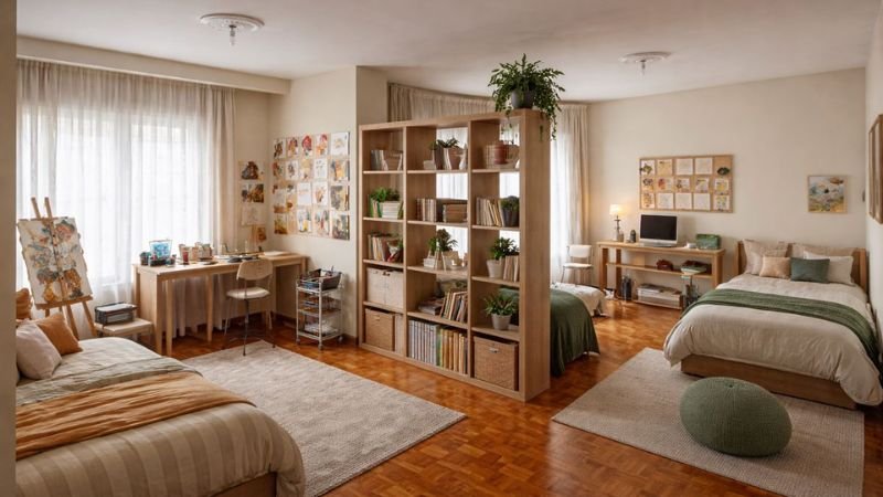 Shared apartment living with roommates in a modern kitchen showing social and affordable housing lifestyle