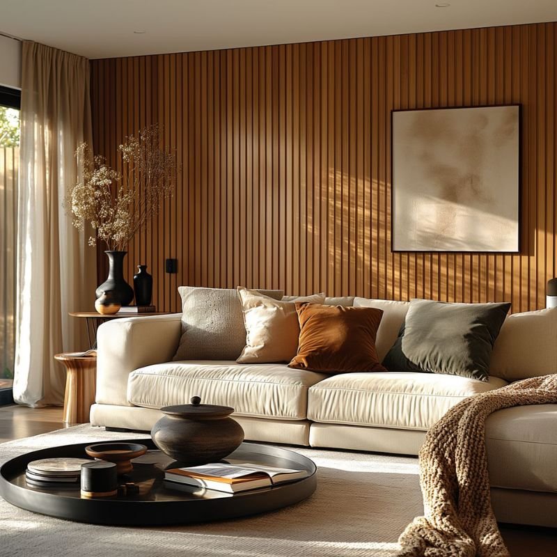 wood accent wall ideas with vertical slats modern design