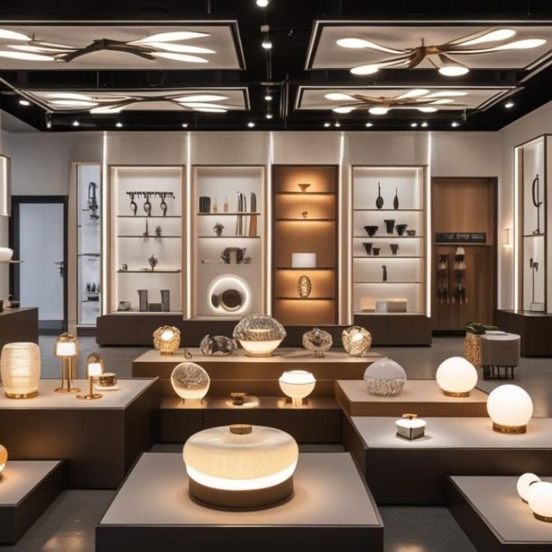 retail interior design product display and lighting