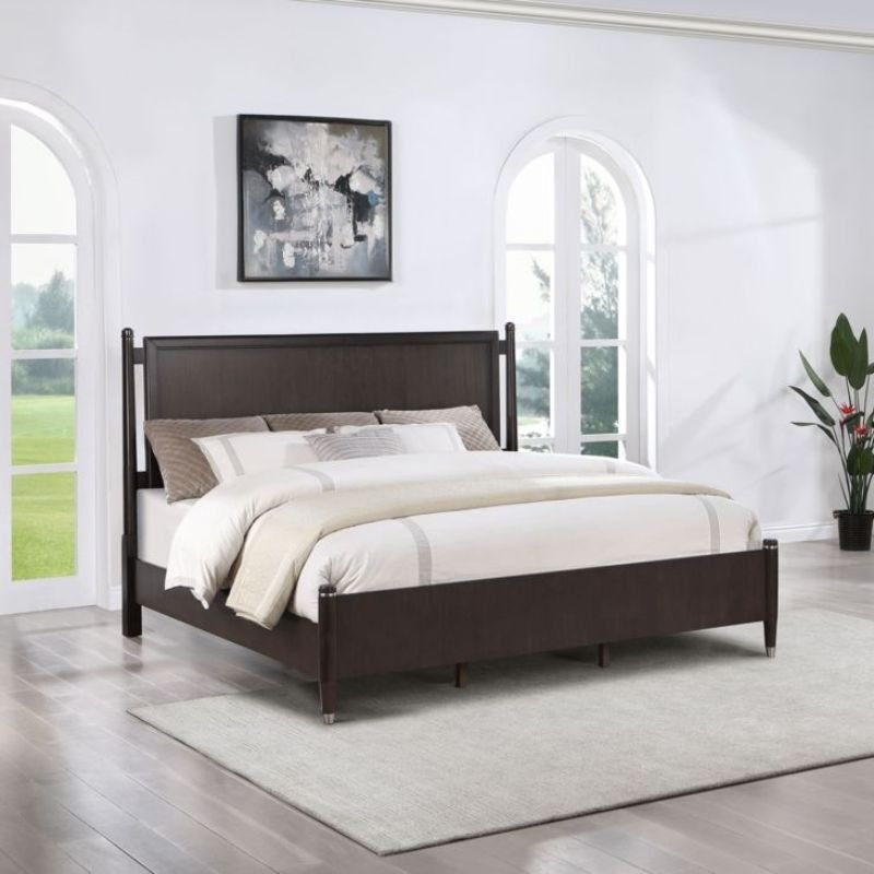 Affordable bedroom sets king displayed in a furniture showroom