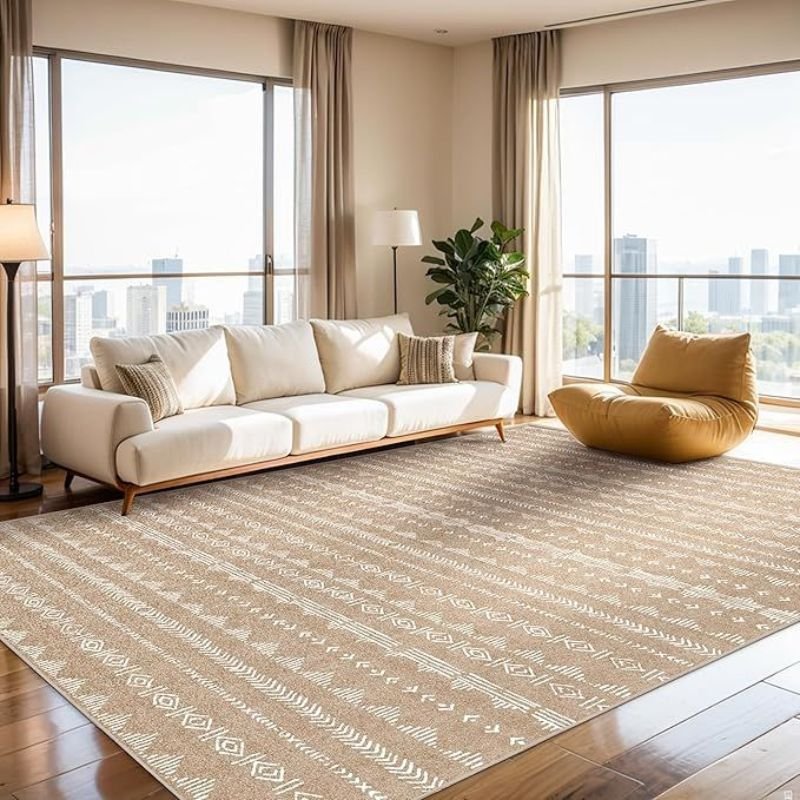 Different living room rug materials including wool jute and synthetic fibers