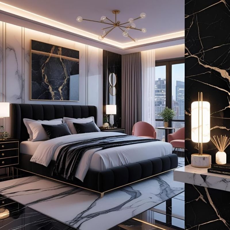 Black bedroom furniture ideas with modern decor and stylish accessories