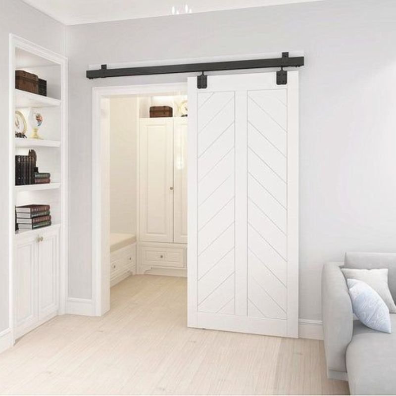 Barn door hardware kit with track rollers and handles