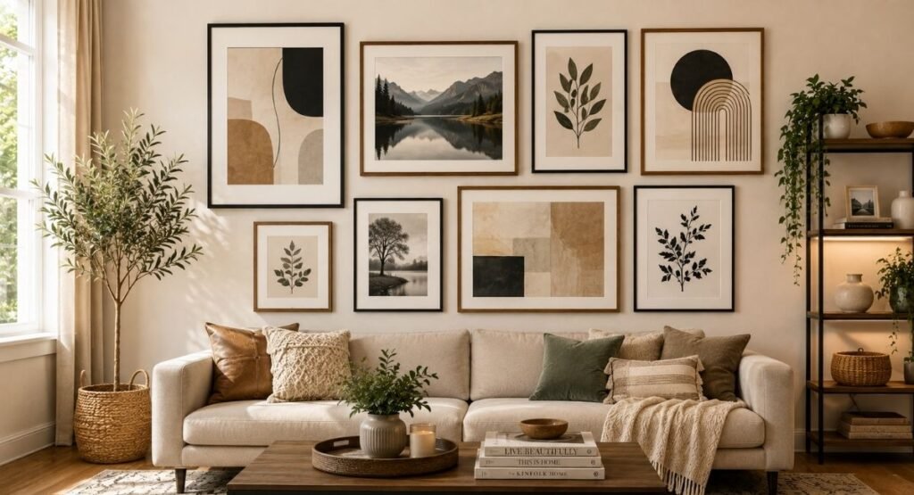 Framed artwork wall decor for living room