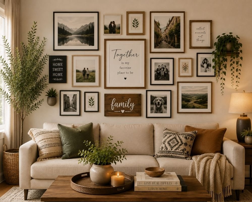 Personalized gallery wall ideas for living room