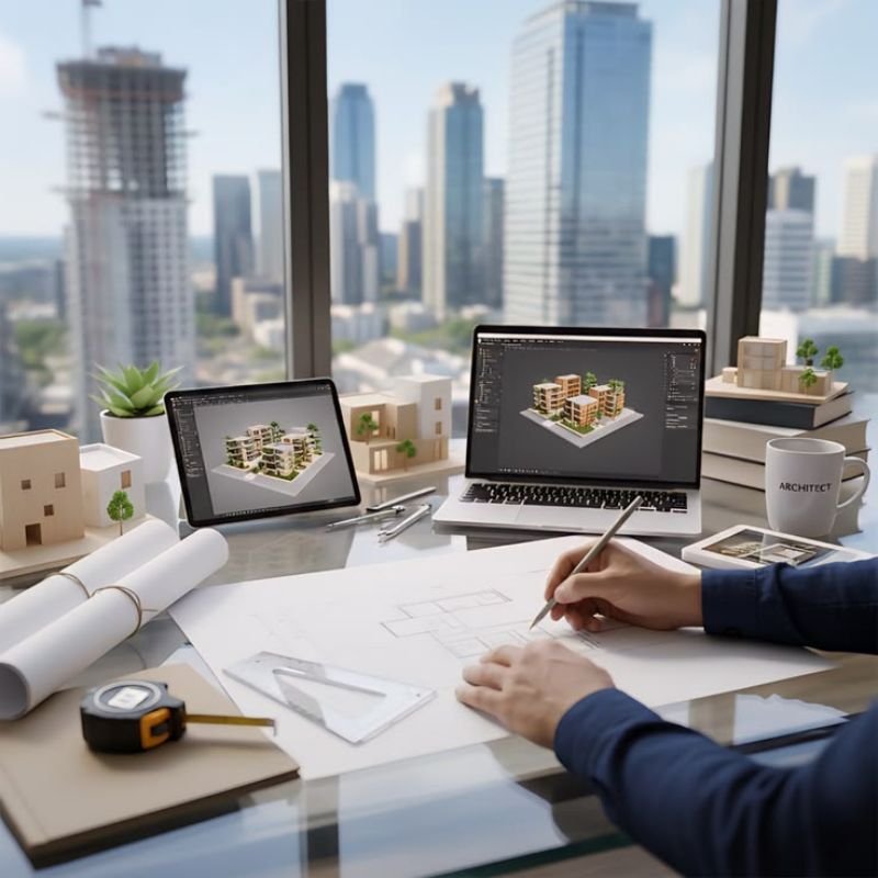 Interior designer creating a budget plan for a home design project