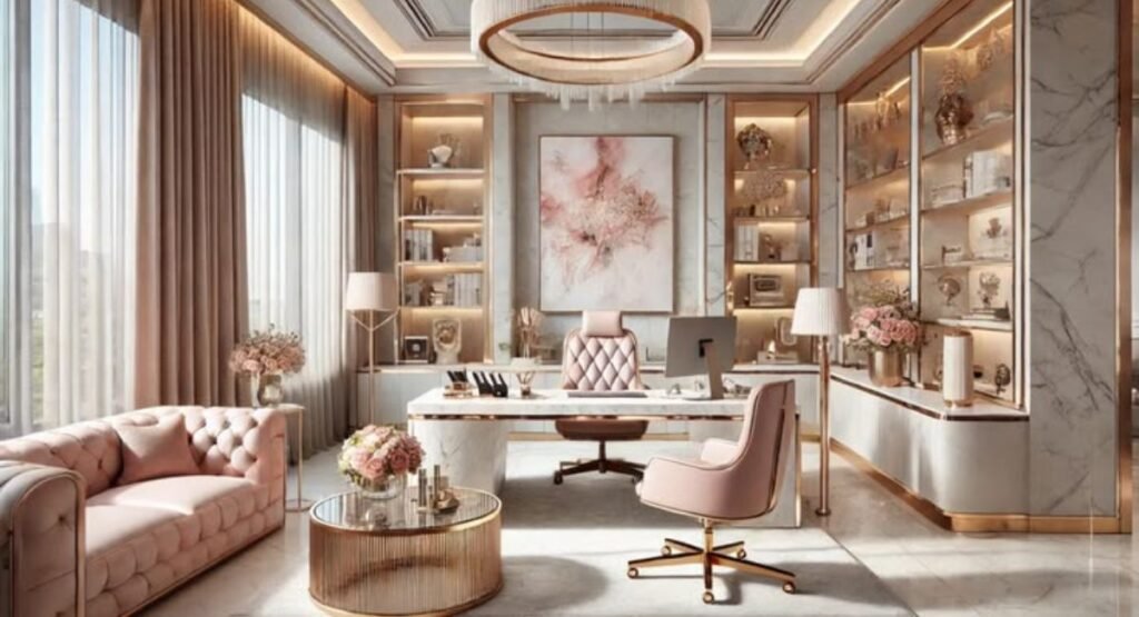 Interior designer planning space layout and selecting design materials