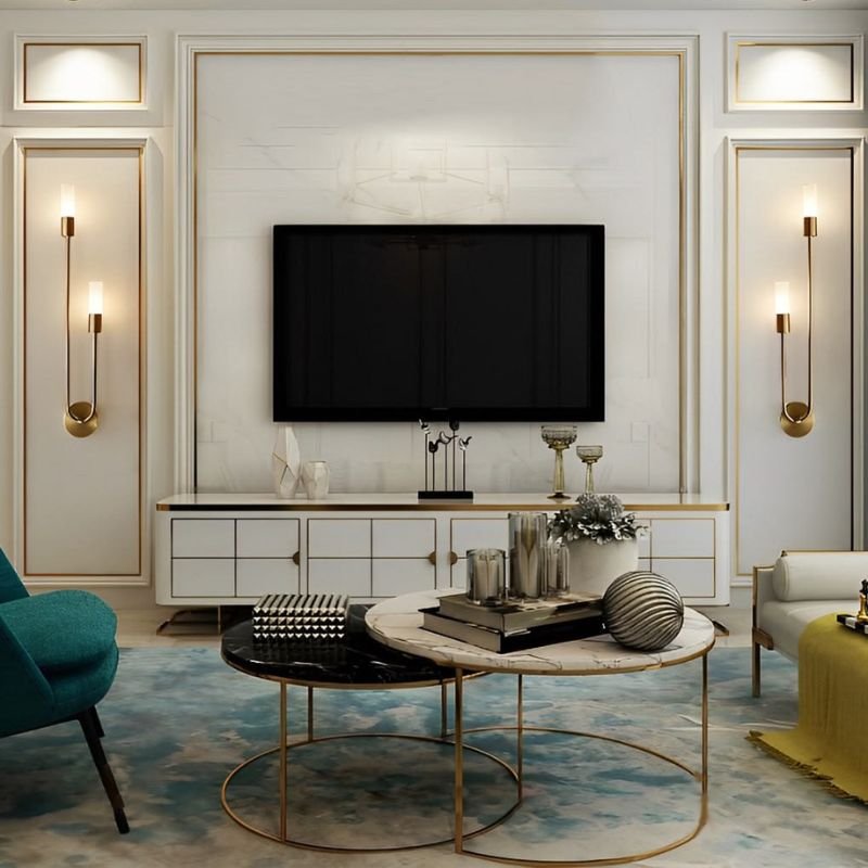 Modern wall lamps for living room creating warm ambient lighting