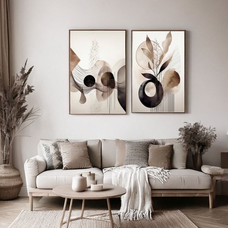 modern minimalist wall decor for living room with abstract art