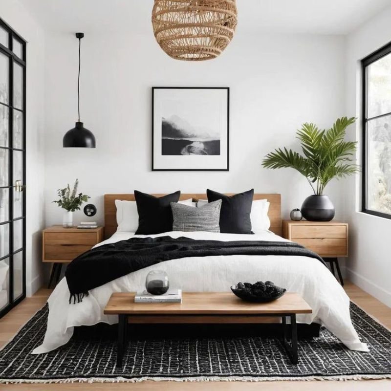 Home tete sofa decorated with throw pillows, side table, and area rug.