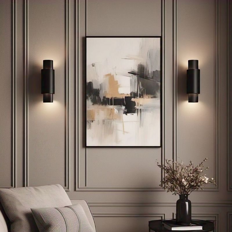 Traditional brass wall sconces adding elegance to a living room