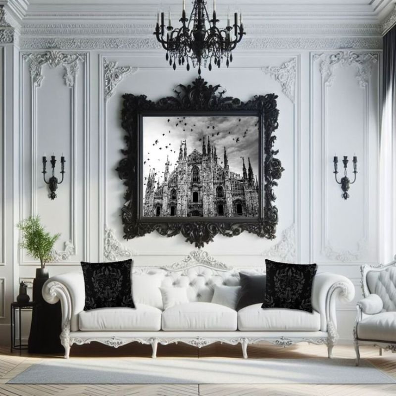 goth home decorating wall decor with vintage mirrors and artwork