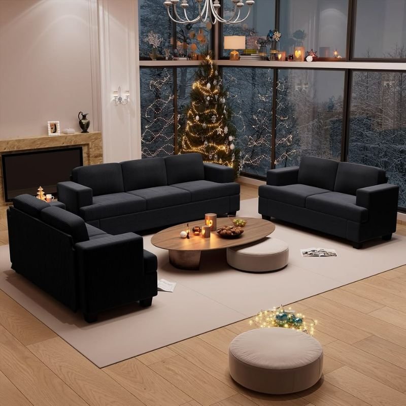 Coordinated living room set with matching sofa loveseat and chair
