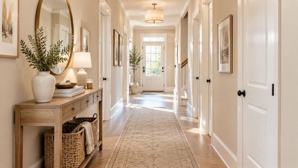 Light neutral colors in a modern hallway Light neutral colors in a modern hallway
