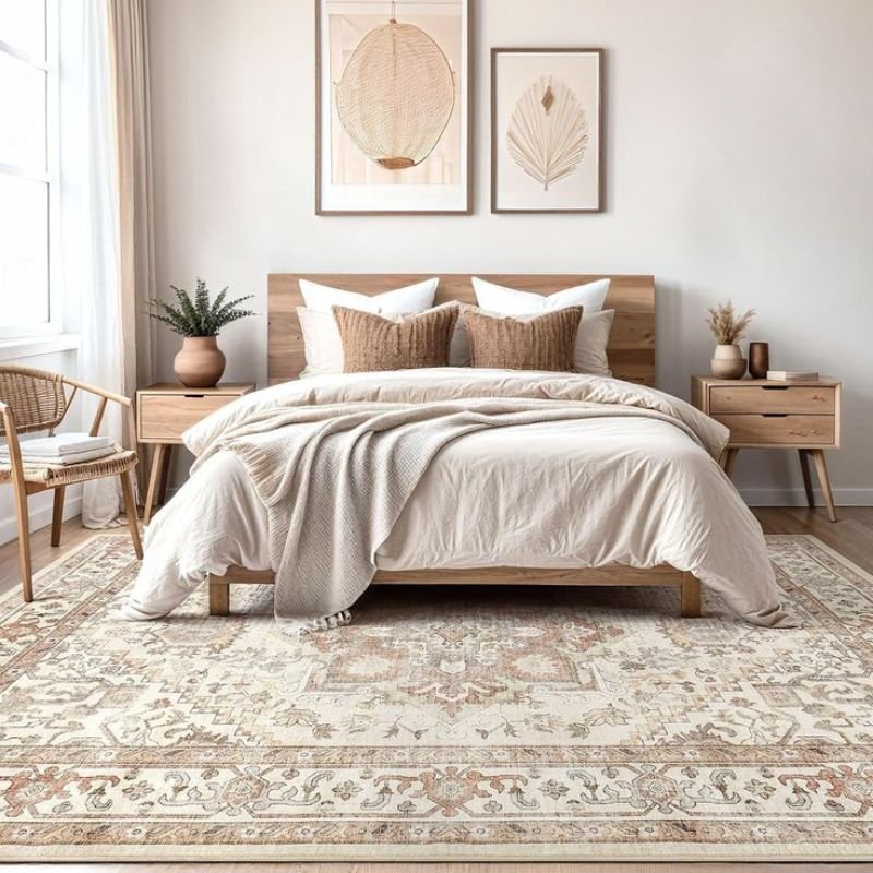 Minimalist bedroom with neutral furniture