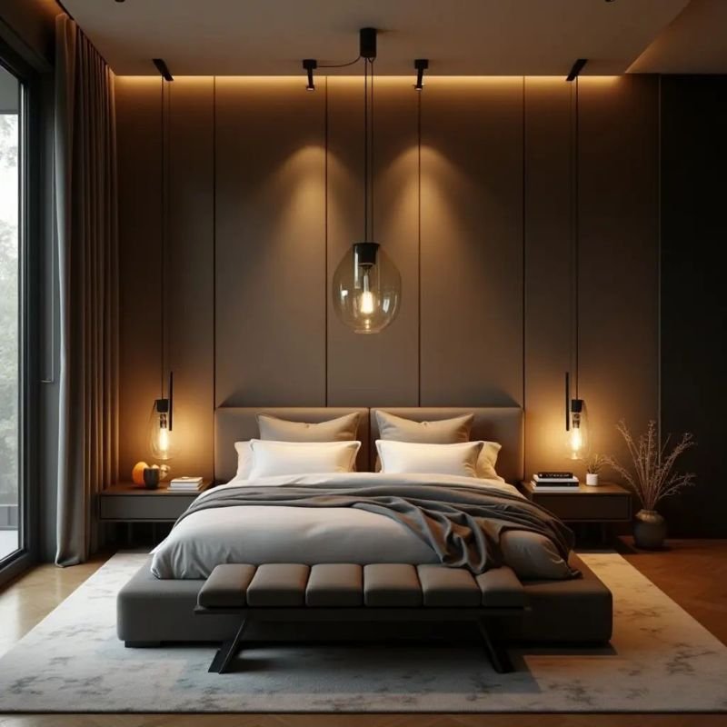 Bedside lamp creating warm ambient lighting