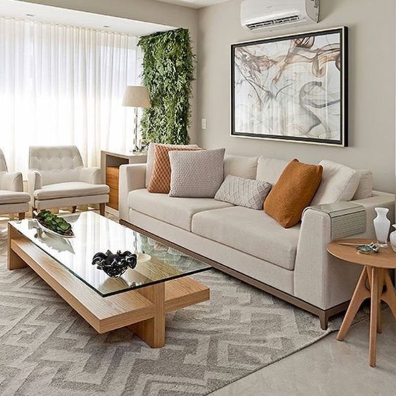 Floor lamp decorating a modern living room corner