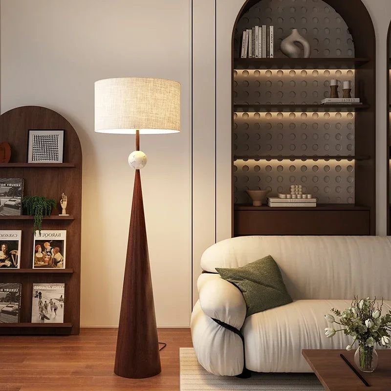 Modern black floor lamp in a minimalist home design