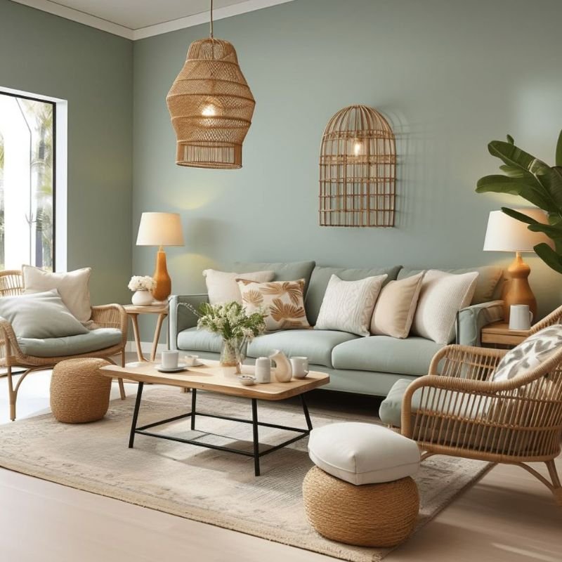 Modern living room with clean furniture and neutral colors