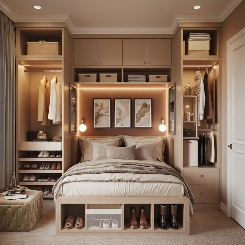 Space-saving furniture for a small bedroom