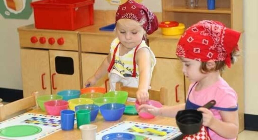 children pretending to cook