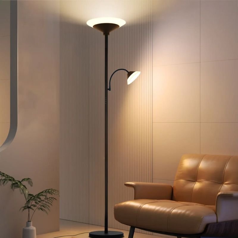 Soft ambient ceiling lighting in a cozy bedroom
