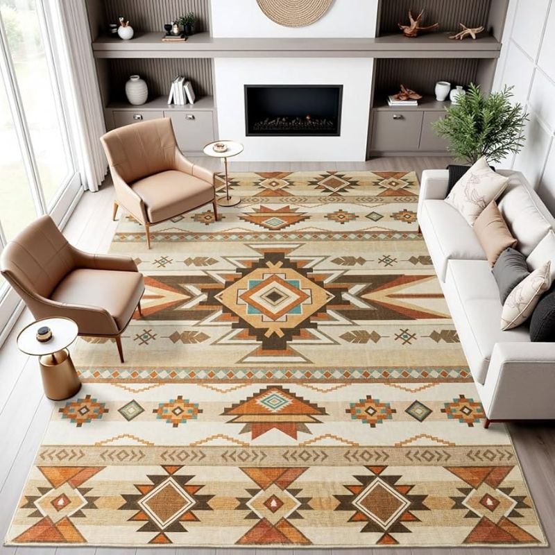 Woven floor mat in earthy colors