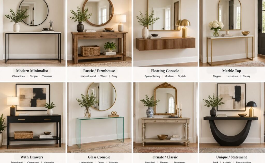 Different console table styles for home interiors
