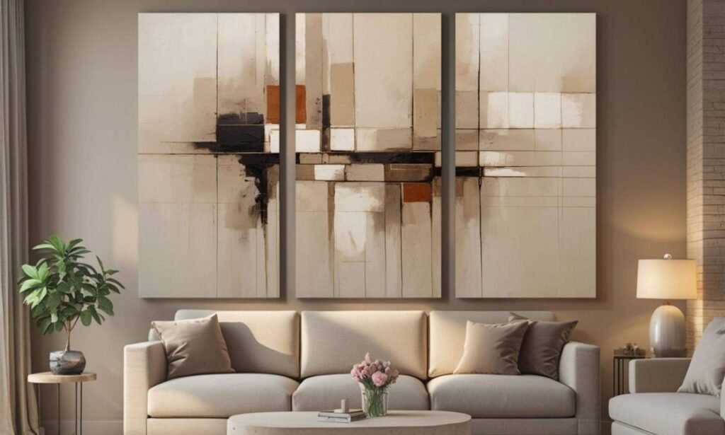 Modern canvas wall art decorating a stylish home interior