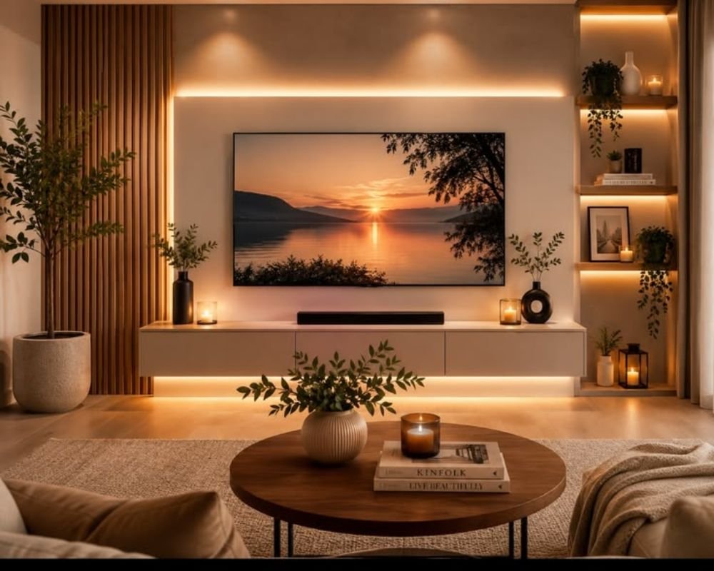 Wood Panel TV Wall Decor Design